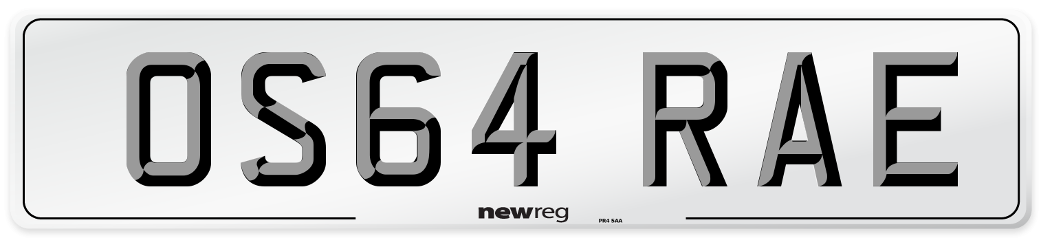OS64 RAE Number Plate from New Reg